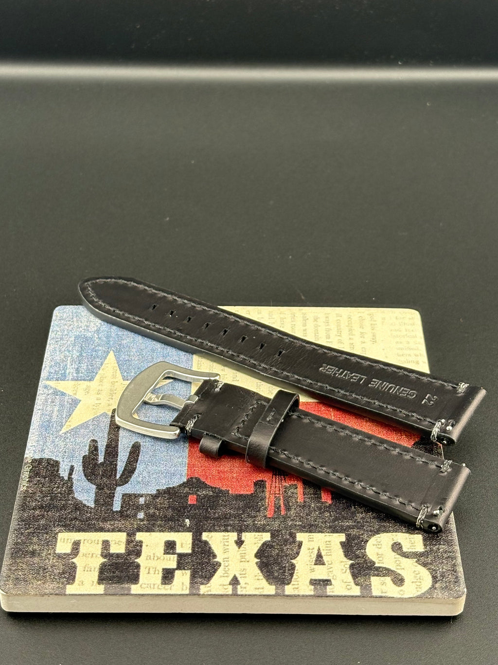 Premium Black 22mm QC Leather Strap